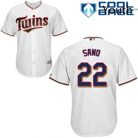 Youth Majestic Minnesota Twins 22 Miguel Sano Replica White Home Cool Base MLB Jersey